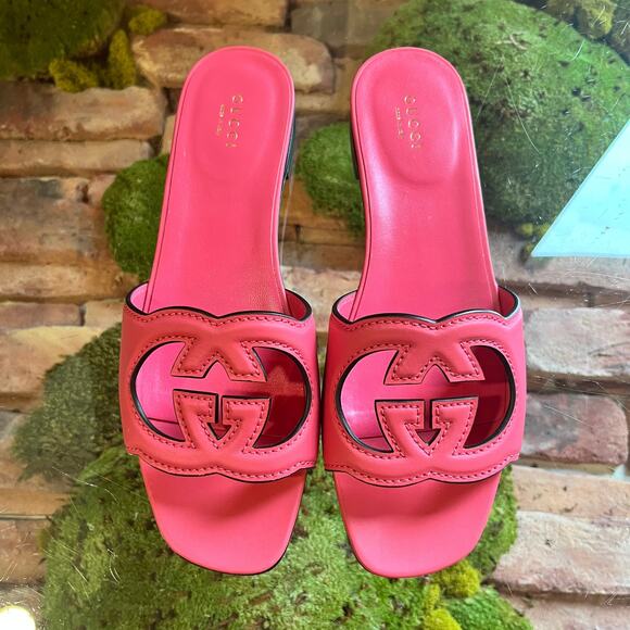 GUCCI Blondie Pink Cosmos Softy Calfskin Sandals  SZ 39.5 (9.5 US) - Picture 3 of 9